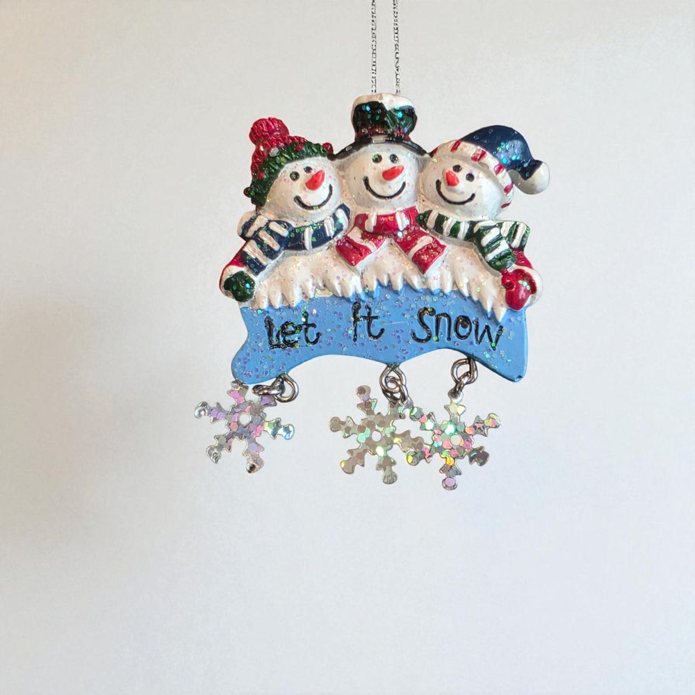 Festive Snowman Brooch with Let It Snow Sign